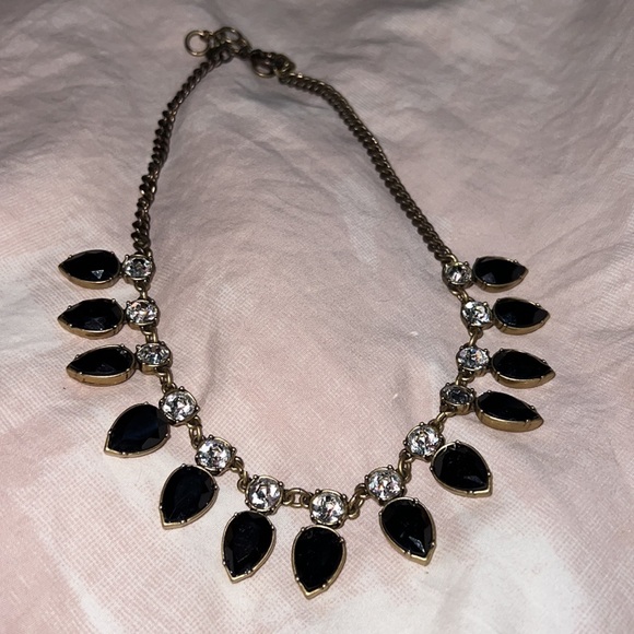 J Crew Black and Gold Crystal Statement Necklace - Picture 5 of 6